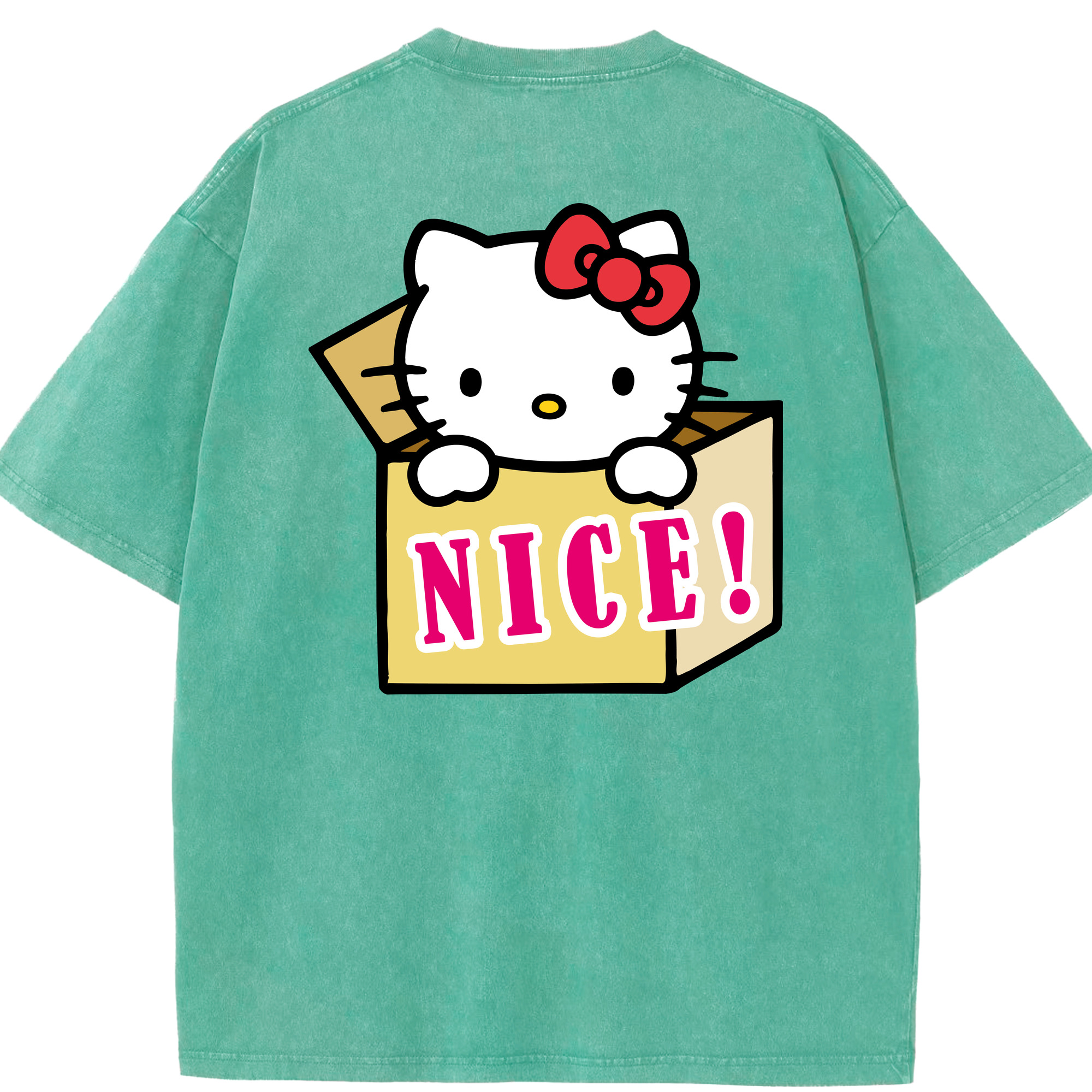 （画像用） Hello Kitty ハローキティ 綿100% ヴィンテージ風 半袖Tシャツ（背面プリント）